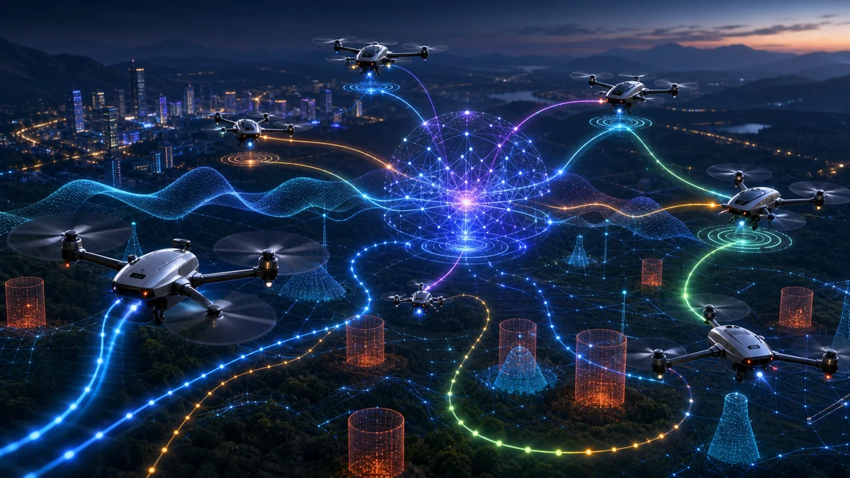 Scientific illustration of fusion multiactor attention critic reinforcement learning for multi-UAV navigation control