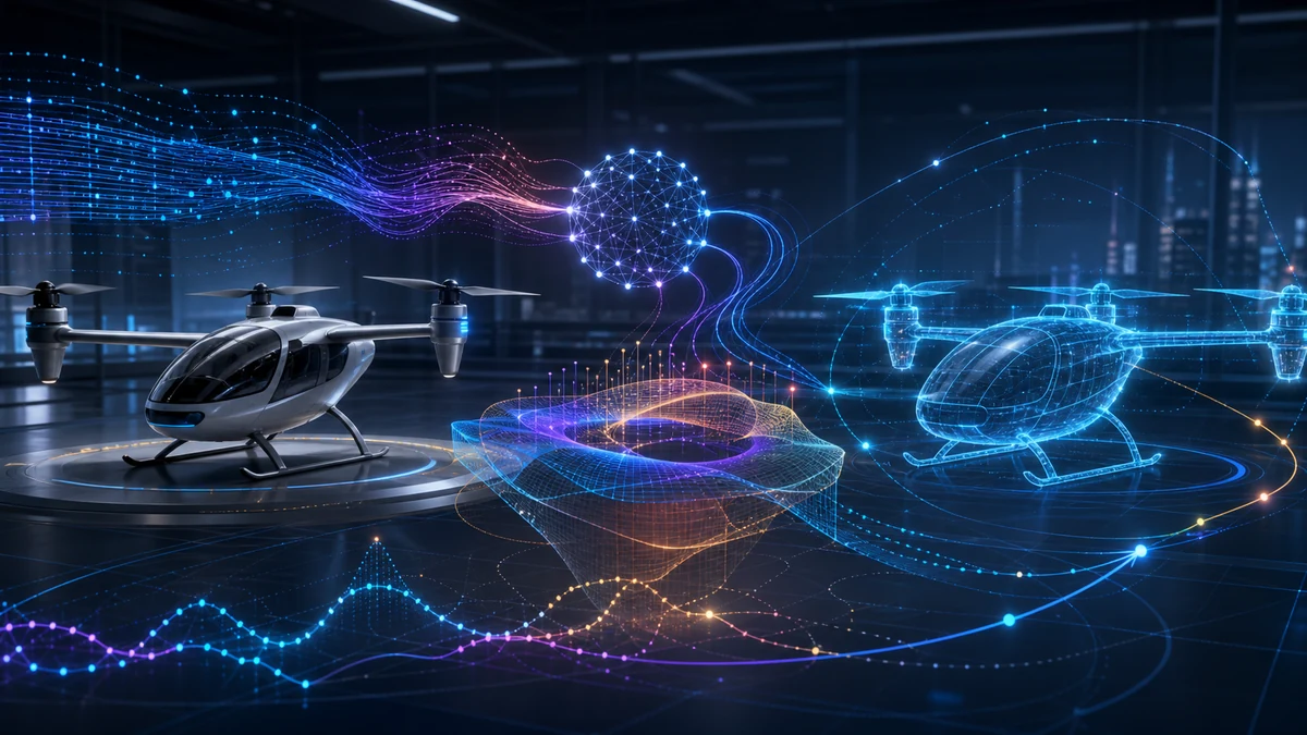 Scientific illustration of data-driven dynamics and robust control for UAM vehicle digital twins