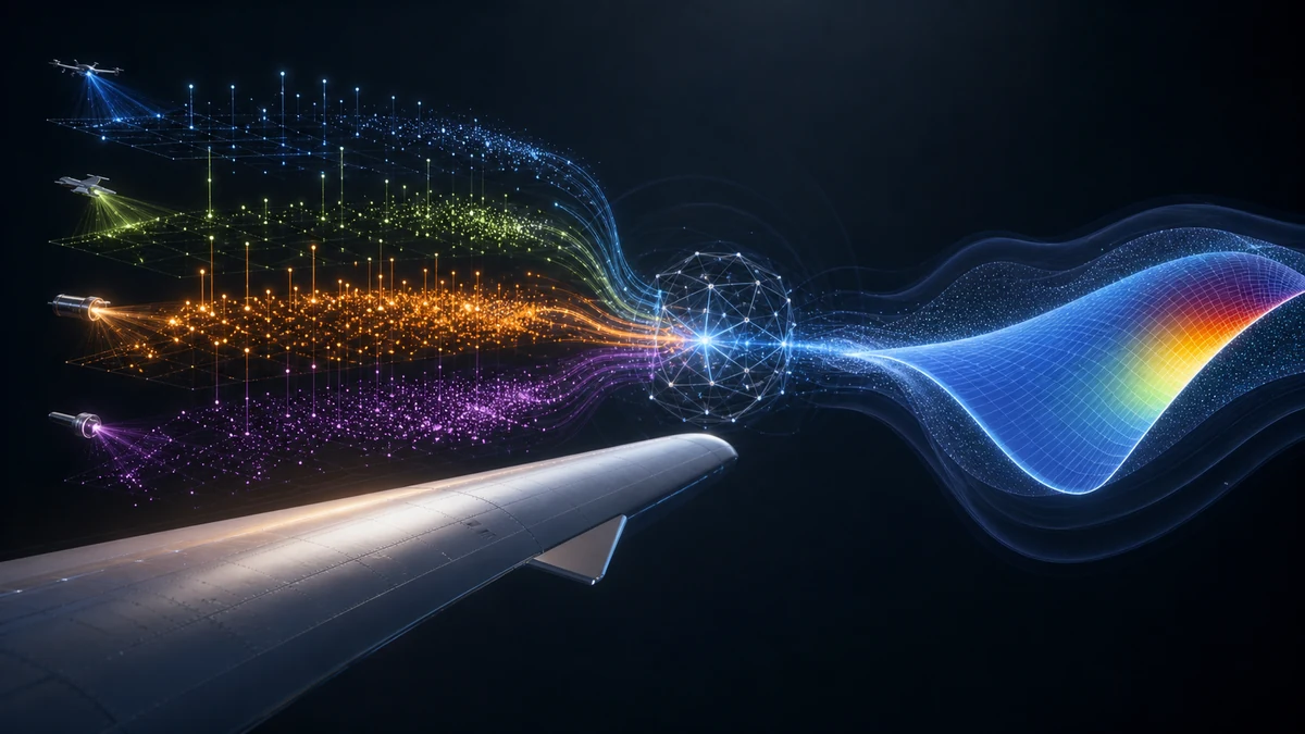 Scientific illustration of adaptive data fusion for non-uniform aerodynamic data modeling