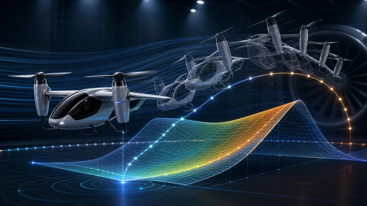 Scientific illustration of eVTOL tilt angle control planning with trim analysis