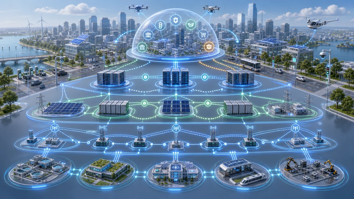 Scientific illustration of smart city resource redundancy and dependability modeling