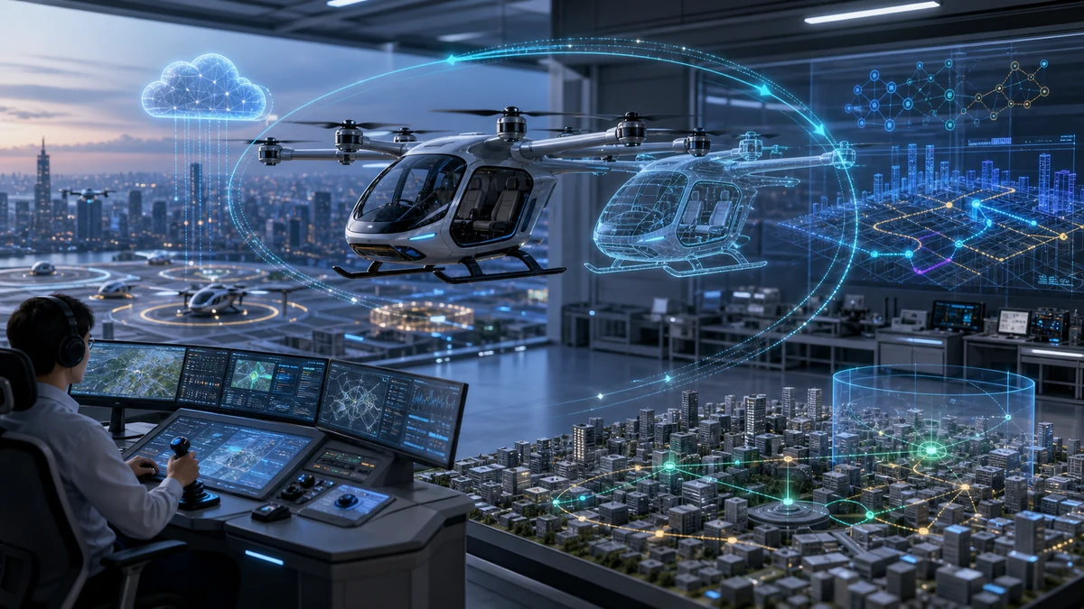 Scientific illustration of AAM vehicle digital twin tele-operations with cloud-in-the-loop simulation