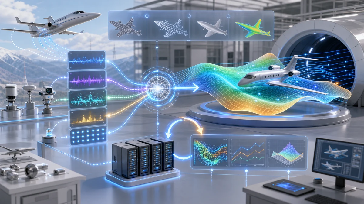 Scientific illustration of multi-fidelity aerodynamic data fusion from flight data