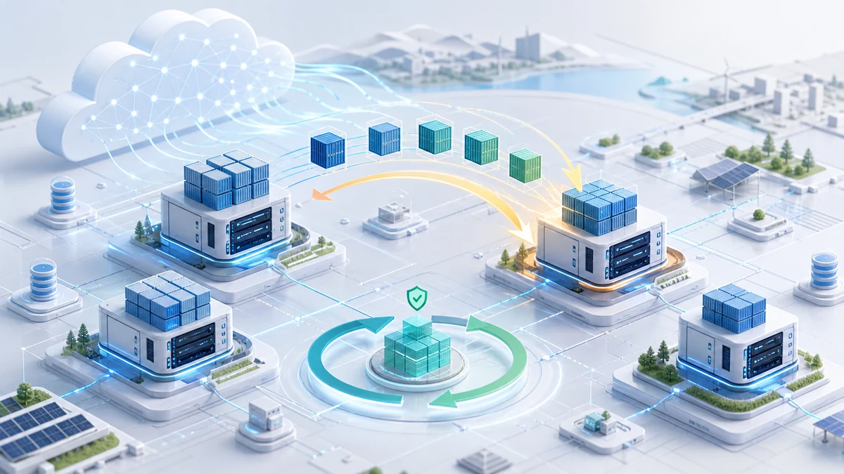 Scientific illustration of distributed edge storage with live migration and proactive rejuvenation